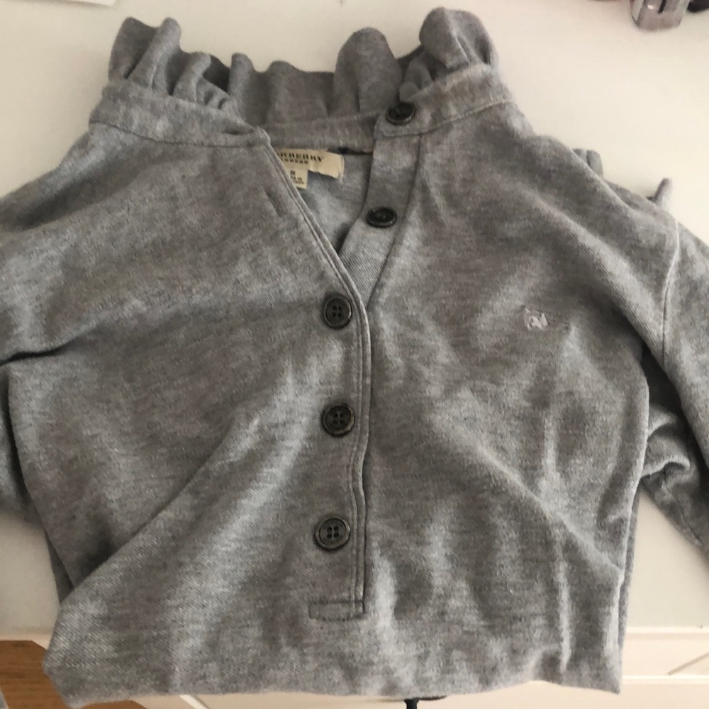 Burberry Grey Polo with ruffle collar